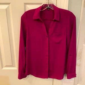 Button up blouse. Color is a deep wine color